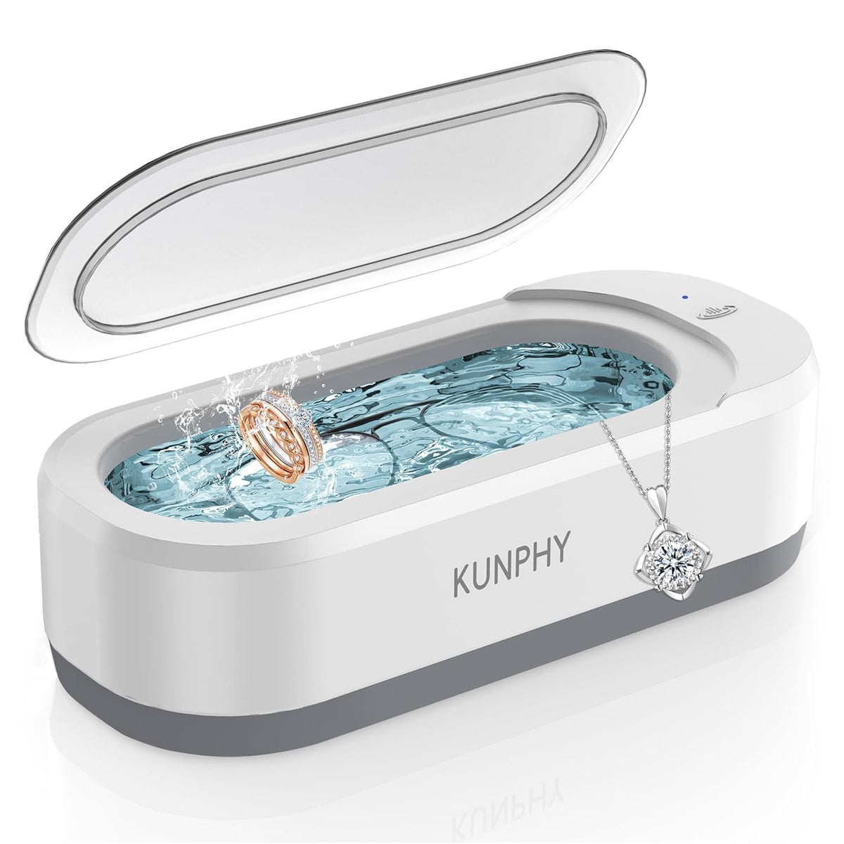 KUNPHY Ultrasonic Jewelry Cleaner, Jewelry Cleaner Machine 12oz 46KHz, Professional Sonic Cleaner with One-Touch Operation, Sonic Cleaner for Rings