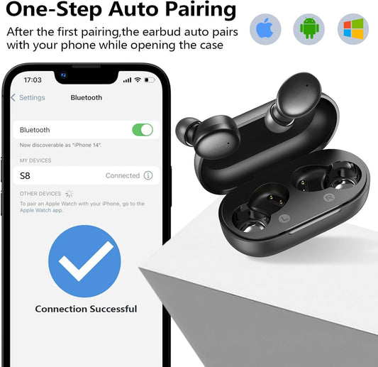 kurdene Wireless Earbuds Bluetooth 5.3 in Ear Buds Light Weight Headphones, Deep Bass Sound, Built in Mics Headset, Clear Calls Earphones