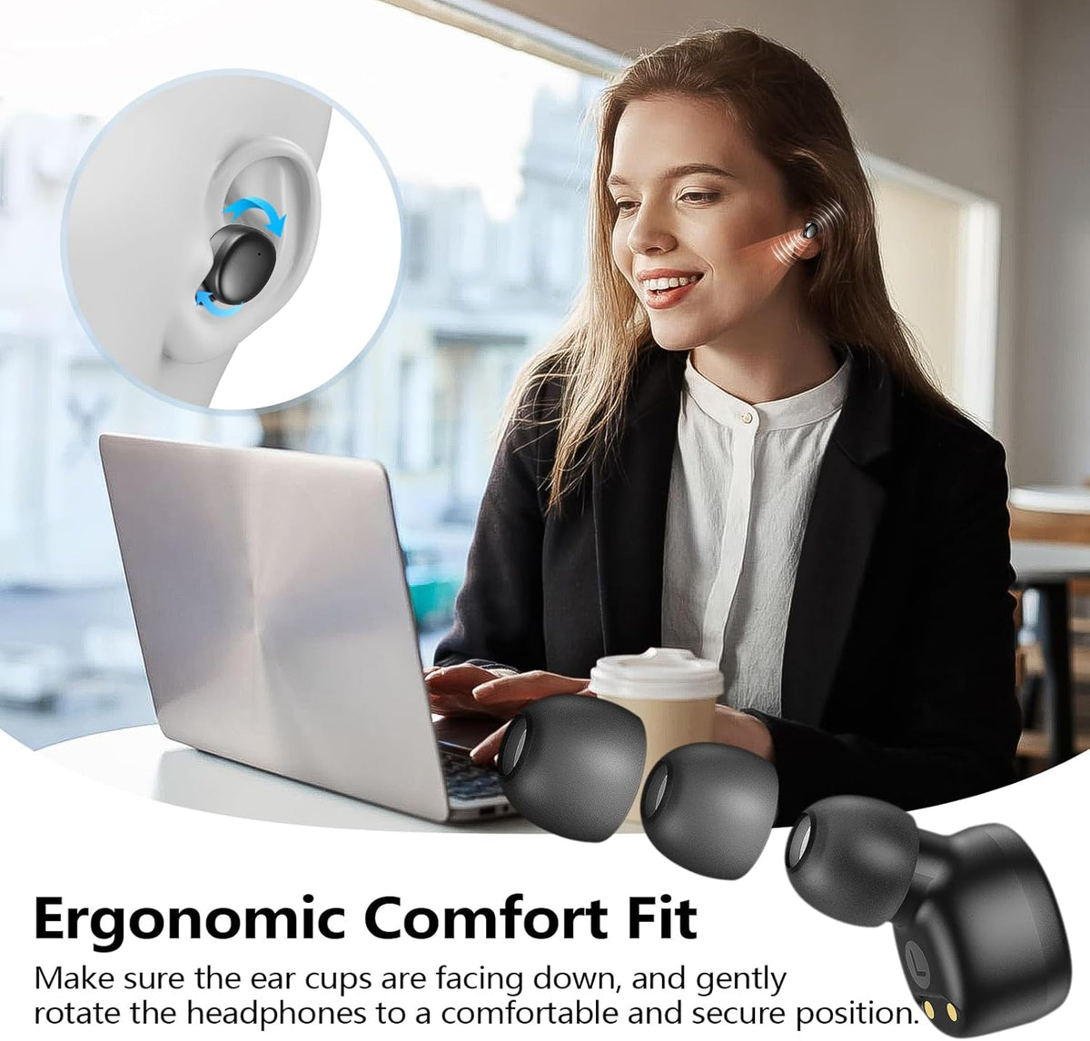 kurdene Wireless Earbuds Bluetooth 5.3 in Ear Buds Light Weight Headphones, Deep Bass Sound, Built in Mics Headset, Clear Calls Earphones