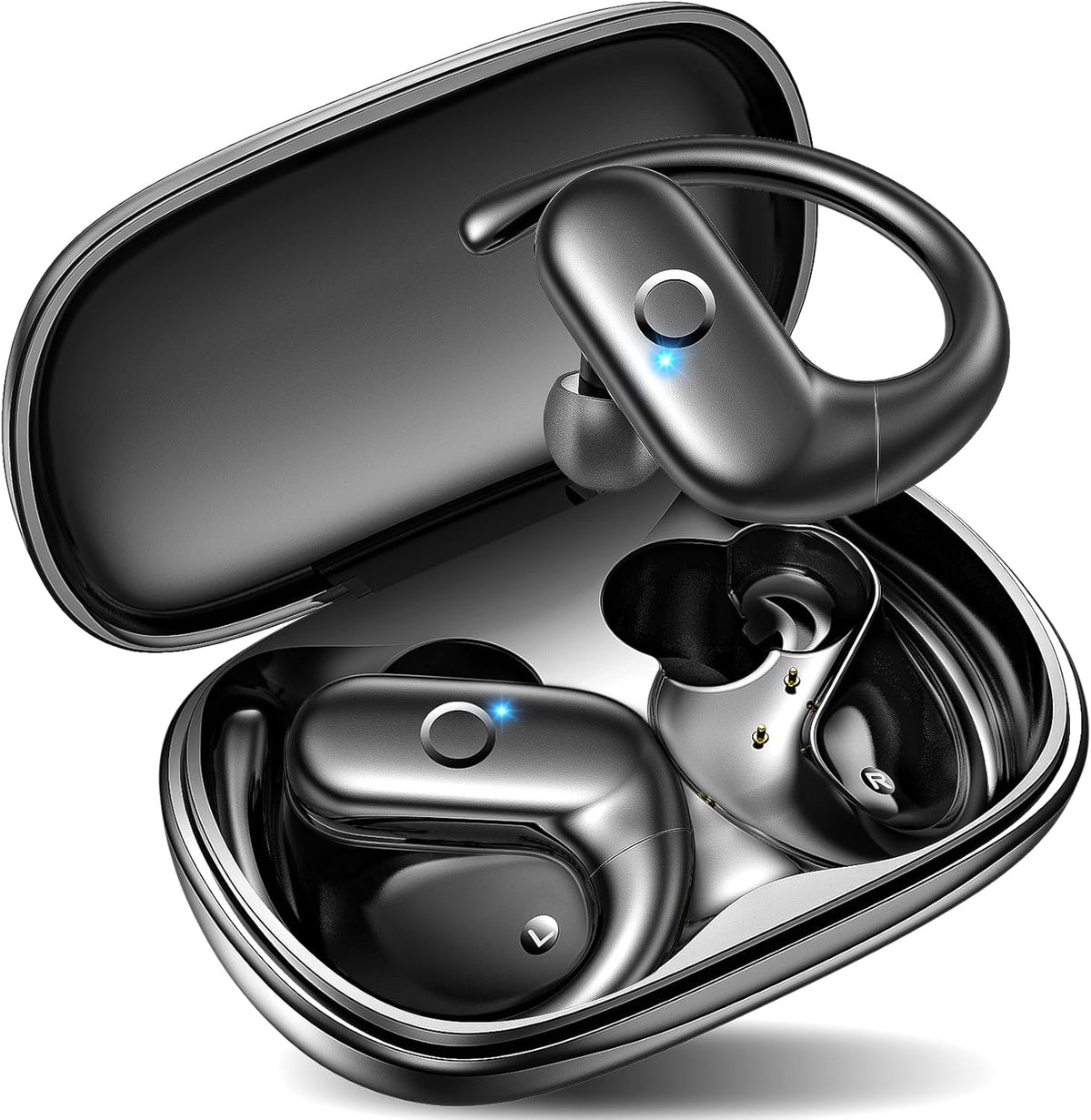 kurdene Wireless Earbuds Bluetooth Headphones Sport, Over Ear Buds with Deep Bass Sound, 60Hrs Playtime Earphones Redesigned Comfort Fit with Earhooks