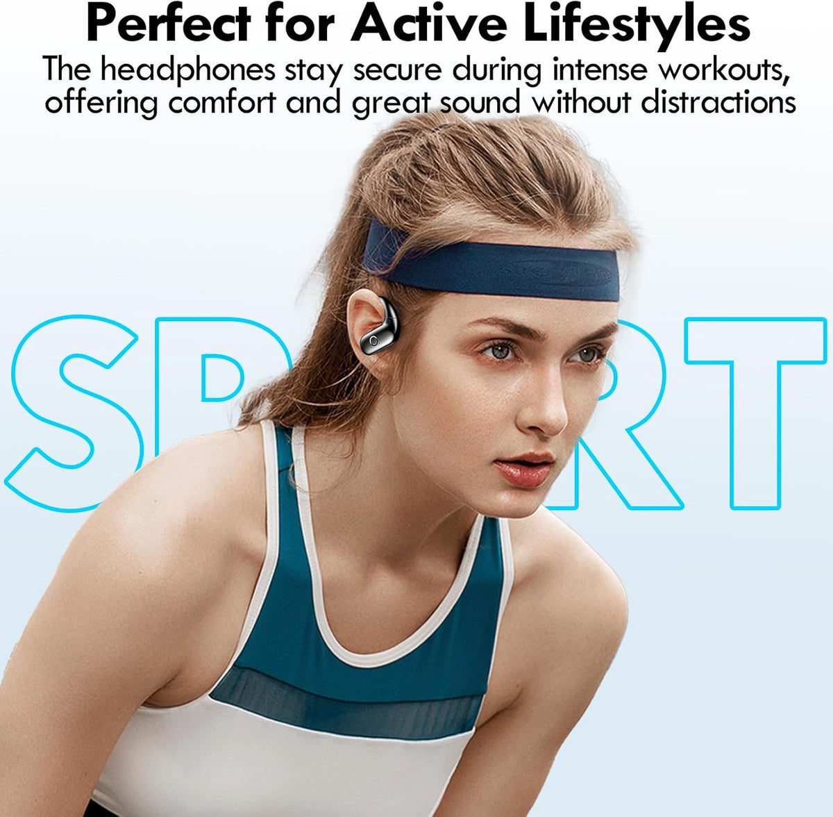 kurdene Wireless Earbuds Bluetooth Headphones Sport, Over Ear Buds with Deep Bass Sound, 60Hrs Playtime Earphones Redesigned Comfort Fit with Earhooks
