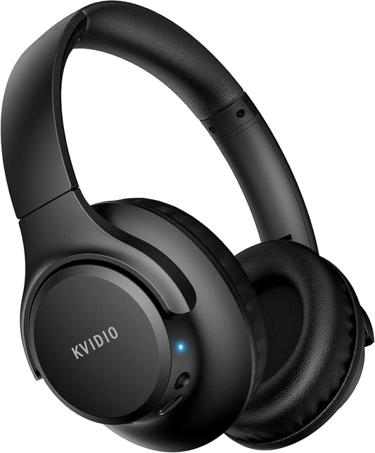 KVIDIO Bluetooth Headphones Over Ear, 65 Hours Playtime Wireless Headphones with Microphone, Foldable Lightweight Headset with Deep Bass