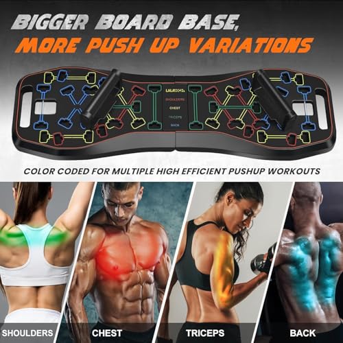 LALAHIGH Push Up Board, 36 in 1 Home Gym Equipment with Ab Roller Wheel & Resistance Bands, Portable Foldable Workout Board