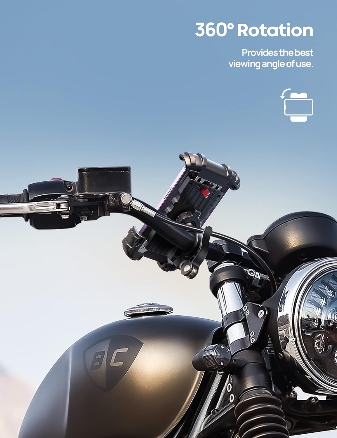 Lamicall Bike Phone Holder, Motorcycle Mount - Motorcycle Phone Holder, Handlebar Cell Phone Clamp, Scooter Phone Clip for iPhone Air 17 Pro Max