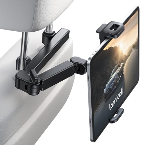 Lamicall Car Headrest Tablet Holder, 3 in 1 Extension Arm, Adjustable Tablet Car Mount for Back Seat, for 4.7-11" Device Like iPad Pro, Air, Mini