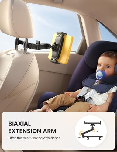 Lamicall Car Headrest Tablet Holder, 3 in 1 Extension Arm, Adjustable Tablet Car Mount for Back Seat, for 4.7-11" Device Like iPad Pro, Air, Mini