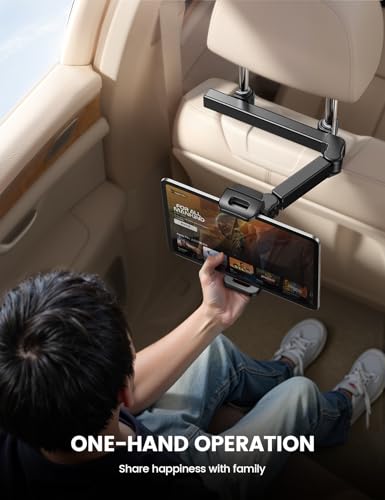Lamicall Car Headrest Tablet Holder, 3 in 1 Extension Arm, Adjustable Tablet Car Mount for Back Seat, for 4.7-11" Device Like iPad Pro, Air, Mini