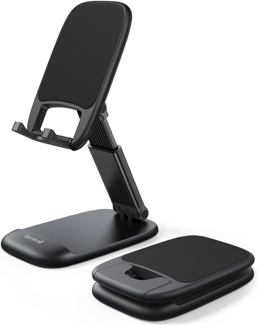Lamicall Cell Phone Stand for Desk, Height Adjustable, Foldable Mobile Phone Holder, Portable Stand for iPhone 17 16 15 14 13 12 11 Pro Max Plus Air