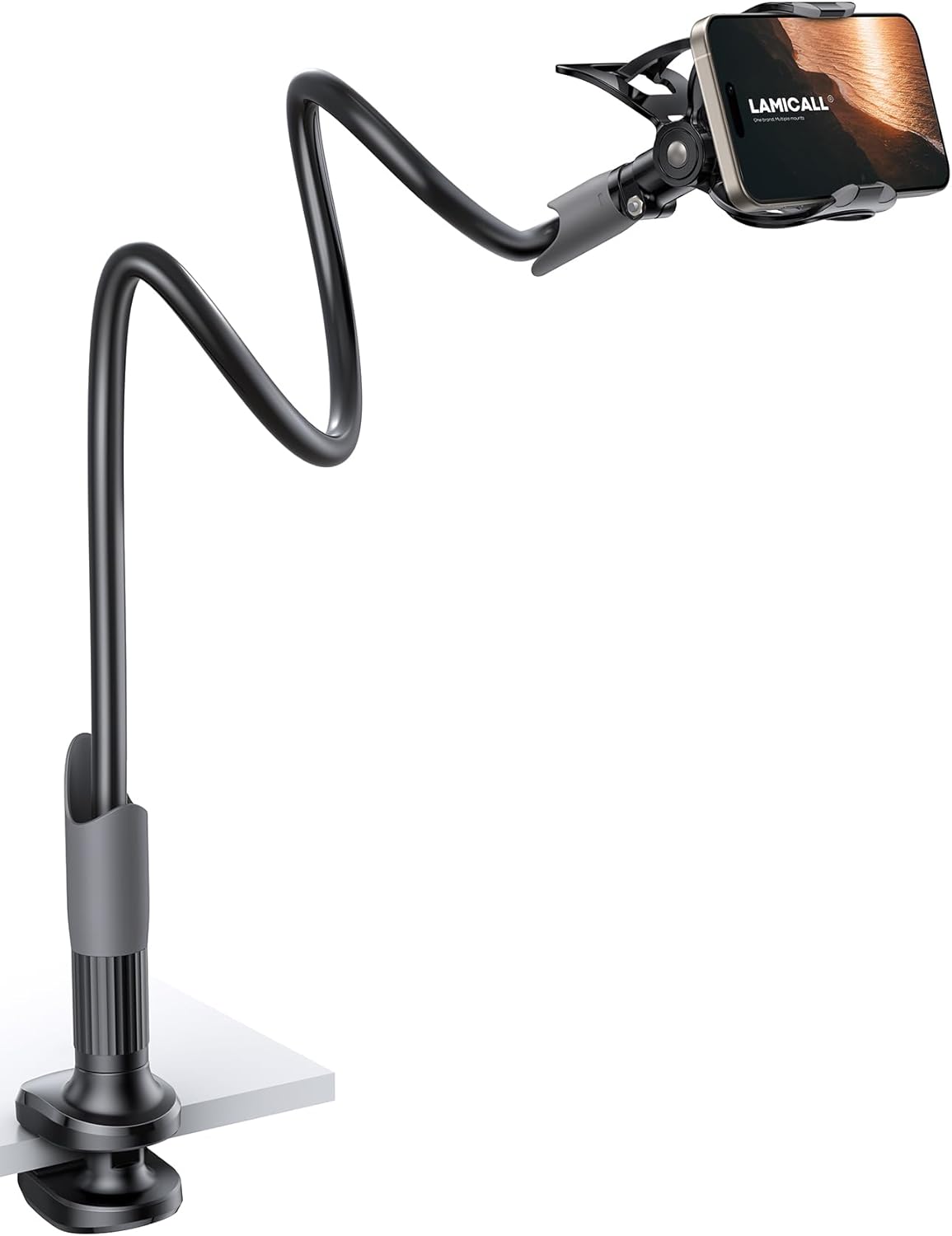 Lamicall Gooseneck Phone Holder for Bed - Cell Phone Mount Clamp Clip, Flexible Long Arm, Overhead Mount for Desk Headboard Bedside