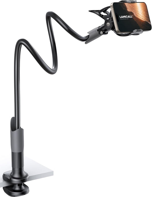 Lamicall Gooseneck Phone Holder for Bed - Cell Phone Mount Clamp Clip, Flexible Long Arm, Overhead Mount for Desk Headboard Bedside