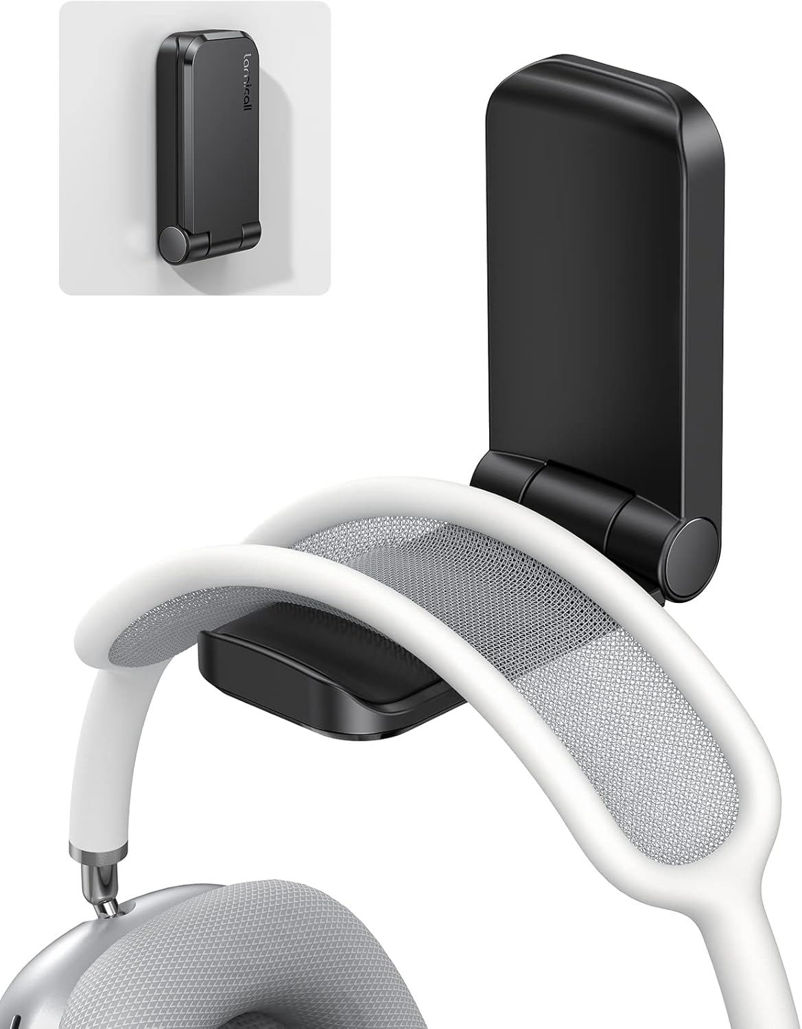 Lamicall Headphone Stand, Sticky Headset Hanger - Adhesive Headphone Holder Hook Mount, Headset Stand Holder Clip Under Desk (Black)