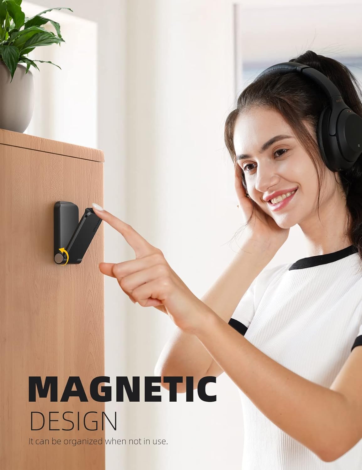 Lamicall Headphone Stand, Sticky Headset Hanger - Adhesive Headphone Holder Hook Mount, Headset Stand Holder Clip Under Desk (Black)