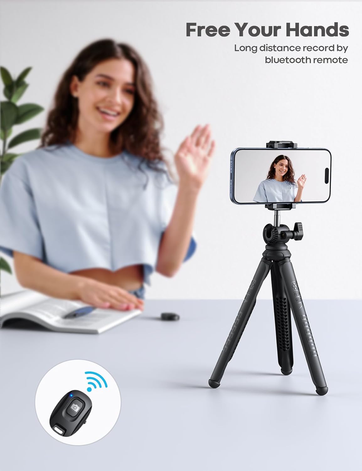 Lamicall Tripod for iPhone - 3 in 1 Flexible Phone Tripod with Wireless Remote - iPhone Tripod Stand for Video Recording Vlogging Selfie