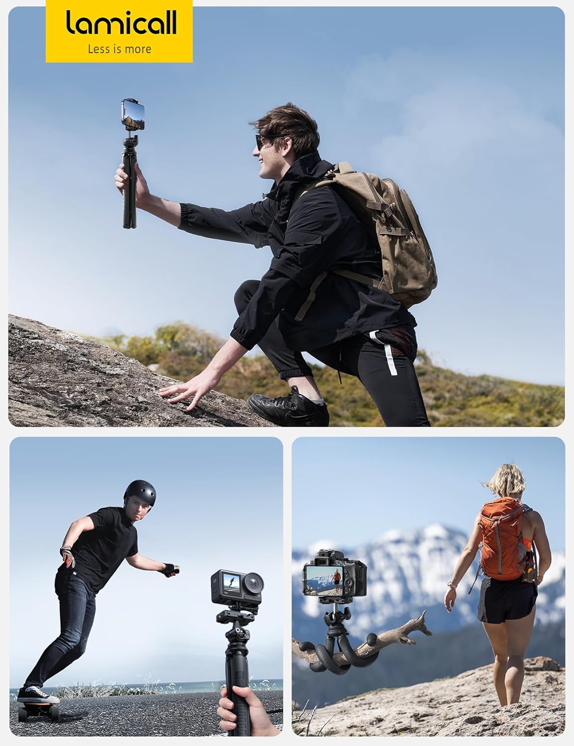Lamicall Tripod for iPhone - 3 in 1 Flexible Phone Tripod with Wireless Remote - iPhone Tripod Stand for Video Recording Vlogging Selfie