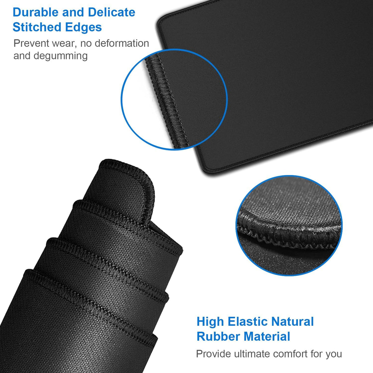 Large Gaming Mouse Pad, 31.5x15.7 inch Large Extended Computer Keyboard Mouse Mat, Water Resist Non-Slip Mousepad Rubber Base Long XXL Desk (Black)