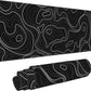 Large Gaming Mouse Pad Black Topographic Contour Mouse Pad Extended XL Long Mousepad Big Desk Mat with Stitched Edges & Nonslip Rubber Base