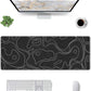 Large Gaming Mouse Pad Black Topographic Contour Mouse Pad Extended XL Long Mousepad Big Desk Mat with Stitched Edges & Nonslip Rubber Base