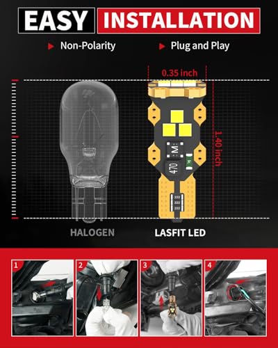 LASFIT 921 LED Bulb Reverse Light, 912 T15 6000K White Canbus Error Free W16W 906 904 Backup Light Replacement Cargo Lights for Car Trunk (Pack of 2)