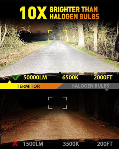 Latest H4/9003/HB2 Bulbs, 50,000LM Brightness Hi/Low Beam, 6500K Cool White, 1:1 Halogen Size Automotive Replacement H4 9003 Fog Lights (Pack of 2)