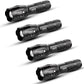 LED Emergency Handheld Flashlight, 4 Pack, Adjustable Focus, Water Resistant with 5 Modes, Tactical Torch for Hurricane, Camping, Dog Walking