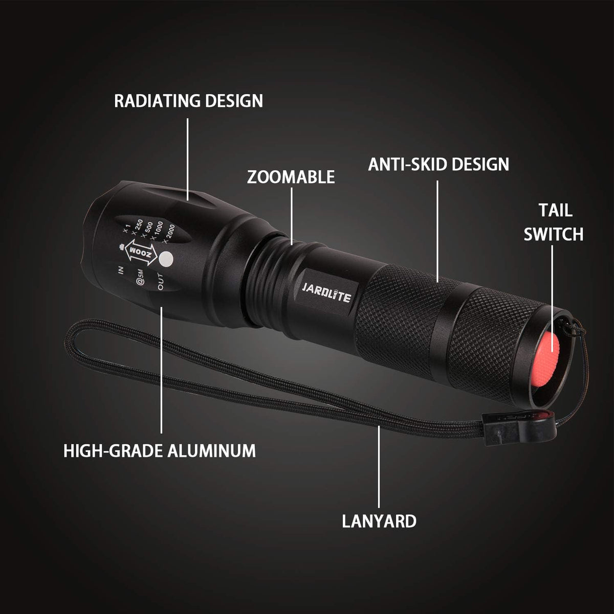 LED Emergency Handheld Flashlight, 4 Pack, Adjustable Focus, Water Resistant with 5 Modes, Tactical Torch for Hurricane, Camping, Dog Walking