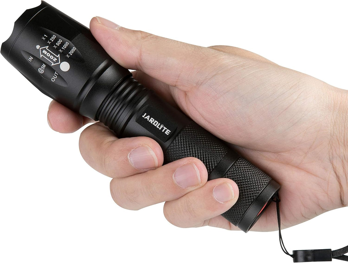 LED Emergency Handheld Flashlight, 4 Pack, Adjustable Focus, Water Resistant with 5 Modes, Tactical Torch for Hurricane, Camping, Dog Walking