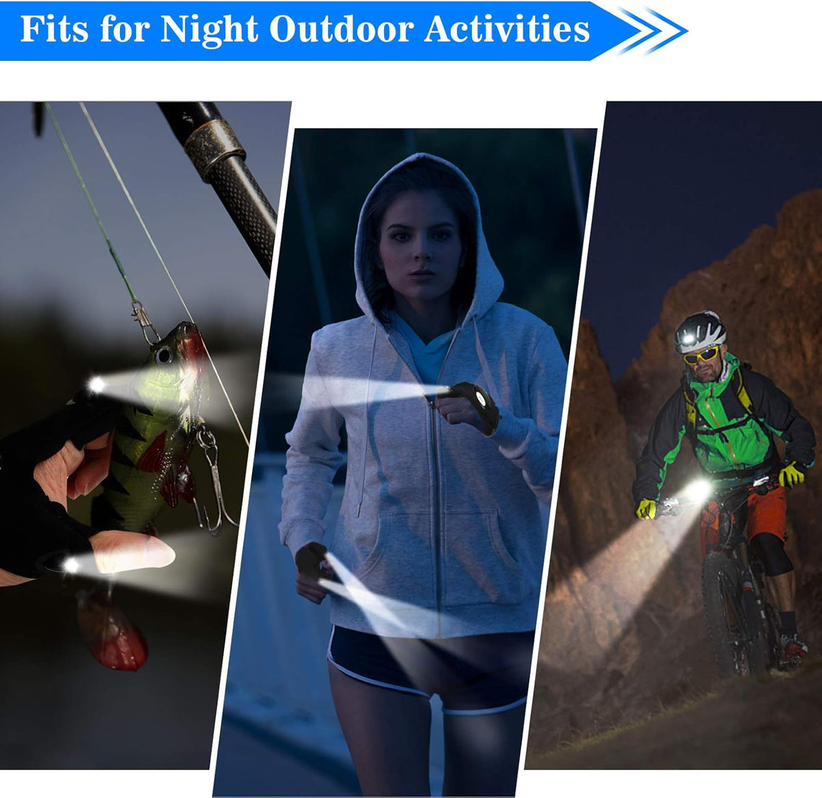LED Flashlight Gloves, Cool Gadget Waterproof Hands-Free Finger Lights for Camping Fishing Repairing
