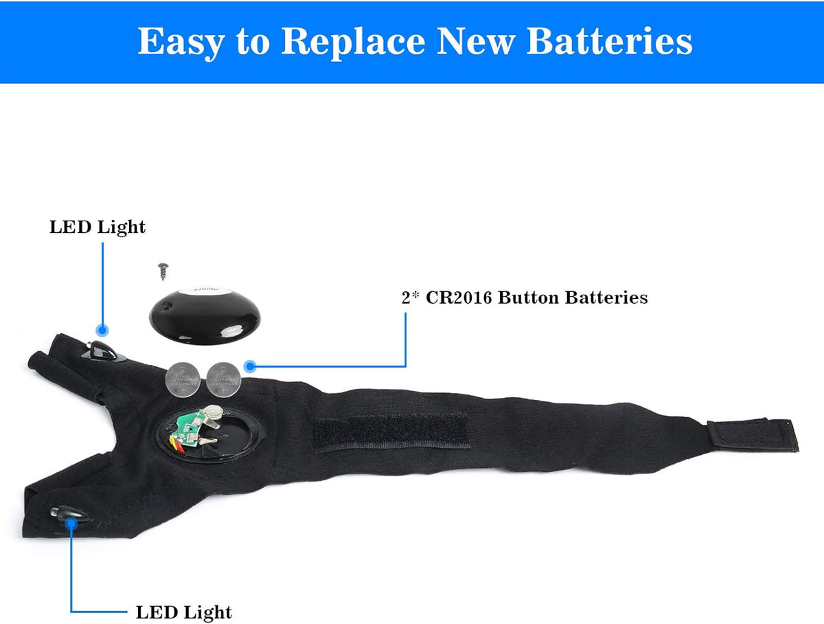 LED Flashlight Gloves, Cool Gadget Waterproof Hands-Free Finger Lights for Camping Fishing Repairing