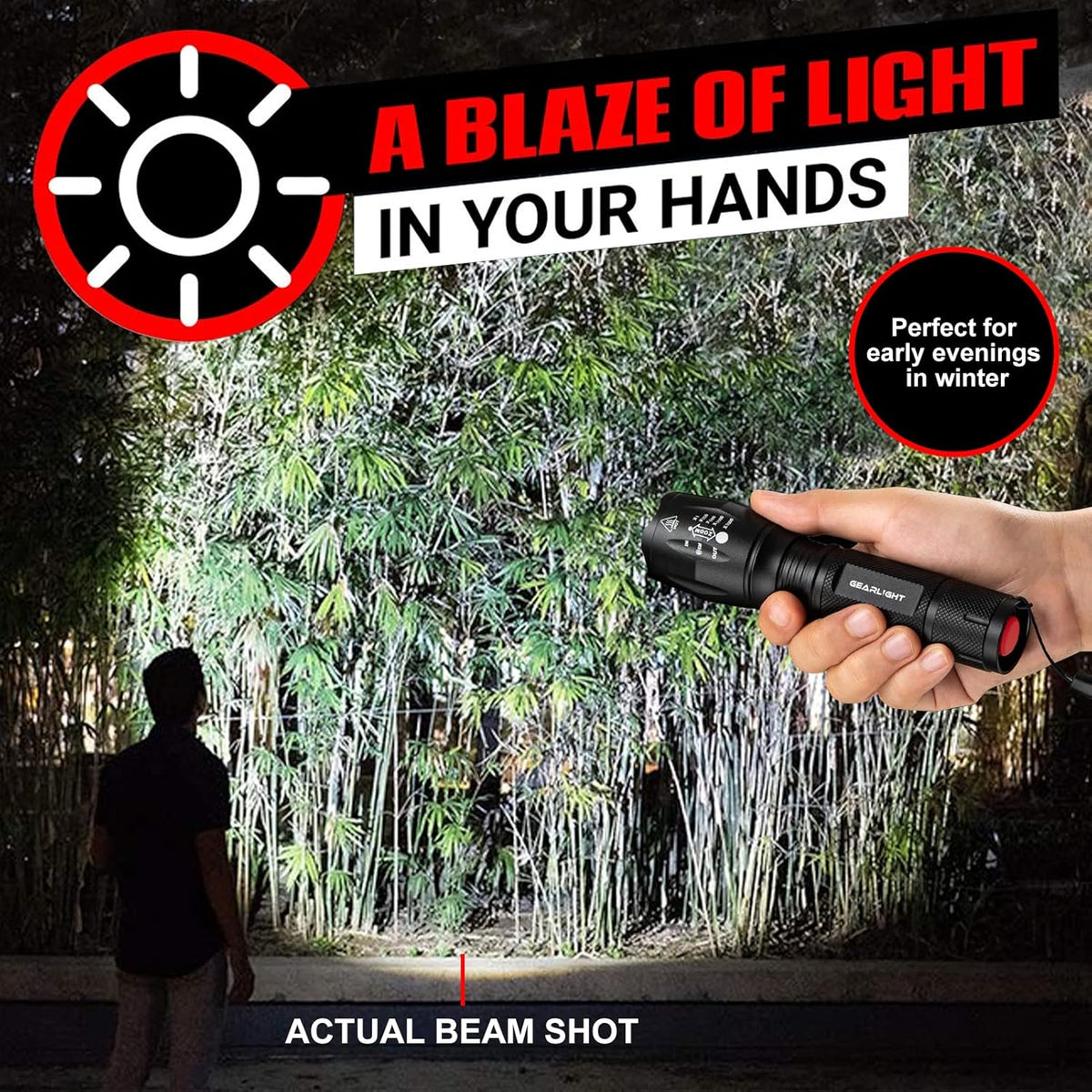 LED Flashlight High Lumens, Mini Tactical LED Flashlight 2 Pack, 5 Modes Zoomable Beam, Battery Powered (Batteries Not Included) for Camping, Hunting