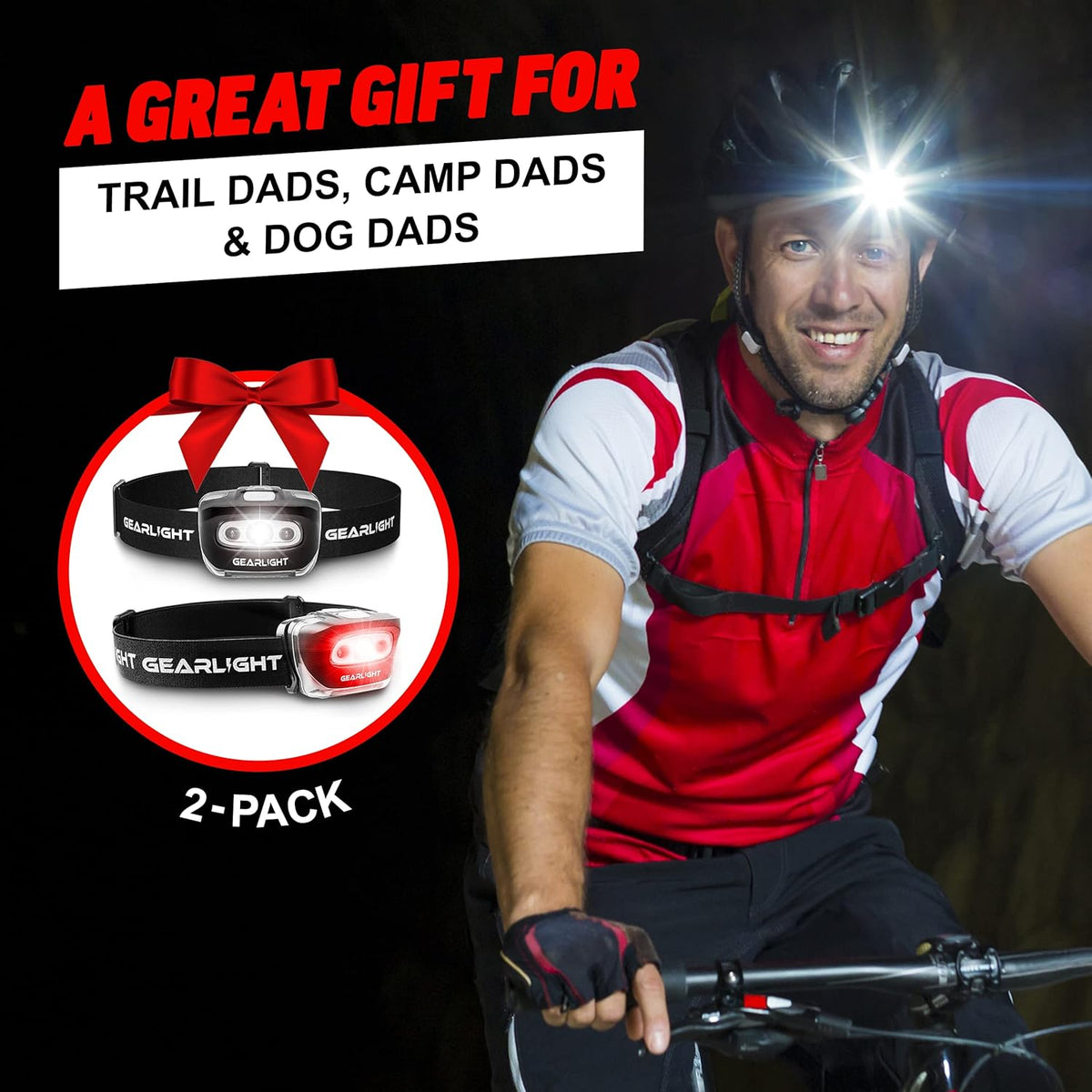 LED Headlamp 2-pack Battery Powered (AAA) - Head Lamp for Running Hunting Camping Fishing Hiking with Red Light and Adjustable Headband