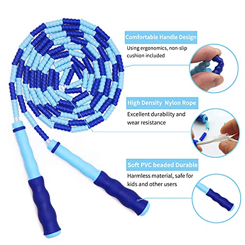 Leeboom Jump Rope, Adjustable Length Tangle-Free Segmented Soft Beaded Skipping Rope for Kids, Men and Women, 9.2 Feet