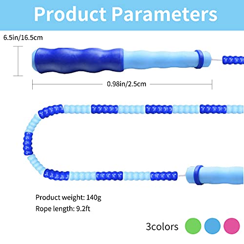 Leeboom Jump Rope, Adjustable Length Tangle-Free Segmented Soft Beaded Skipping Rope for Kids, Men and Women, 9.2 Feet