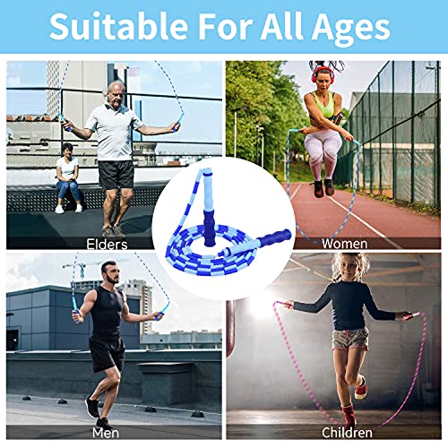 Leeboom Jump Rope, Adjustable Length Tangle-Free Segmented Soft Beaded Skipping Rope for Kids, Men and Women, 9.2 Feet