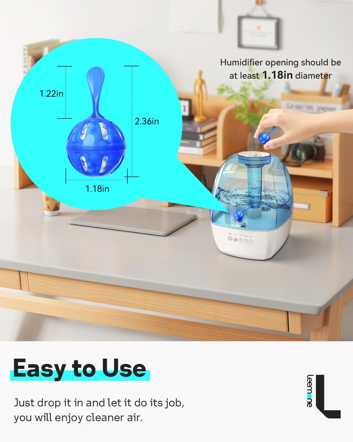 Leemone Humidifier Cleaner 12 Pack, Demineralization Cleaning Ball, Works in All humidifiers and Fish Tanks, Purifies Water