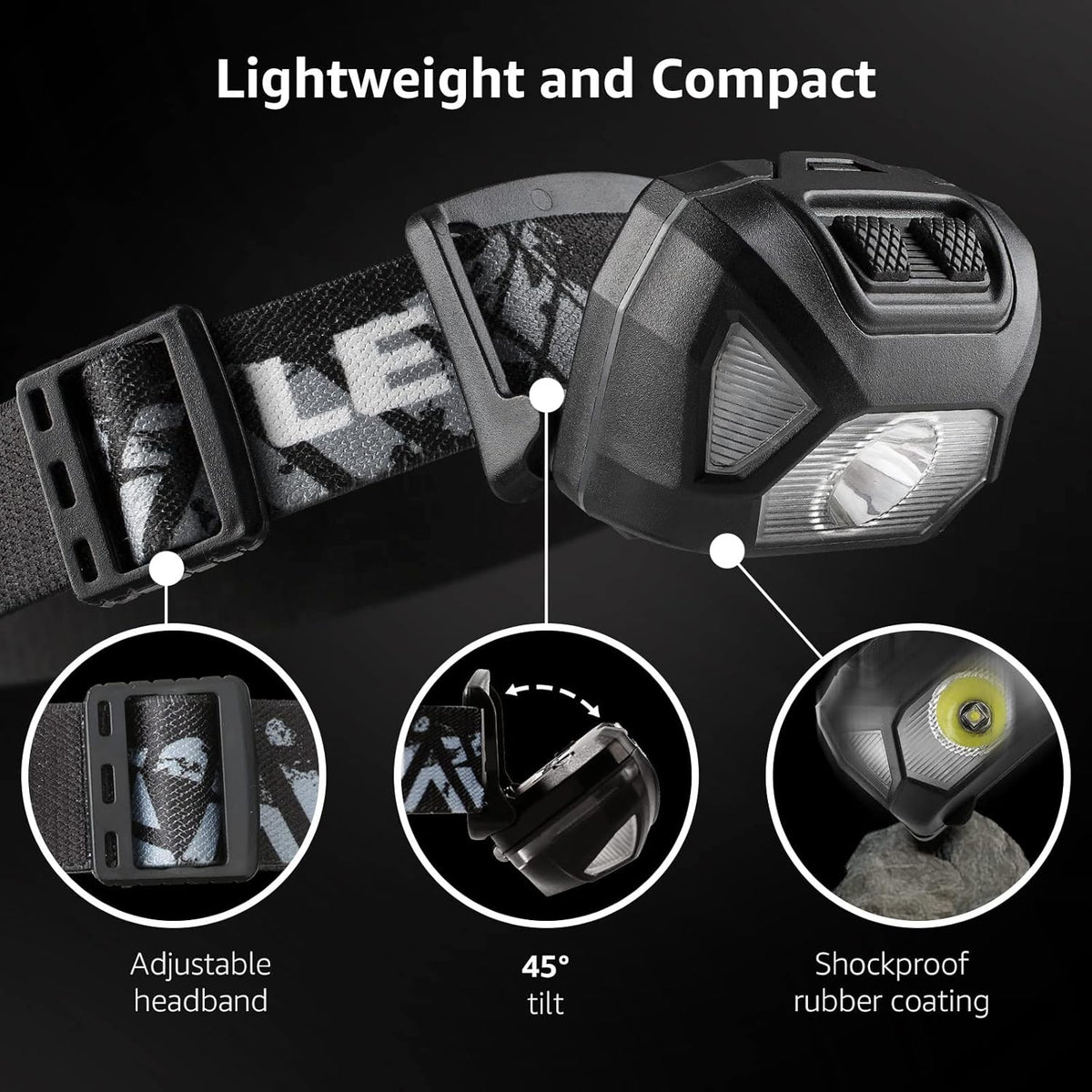 Lepro HeadLamp, 2 Pack Super Bright LED Head lamp with 6 Lighting Modes, Waterproof, Battery Powered LED Lightweight Headlight