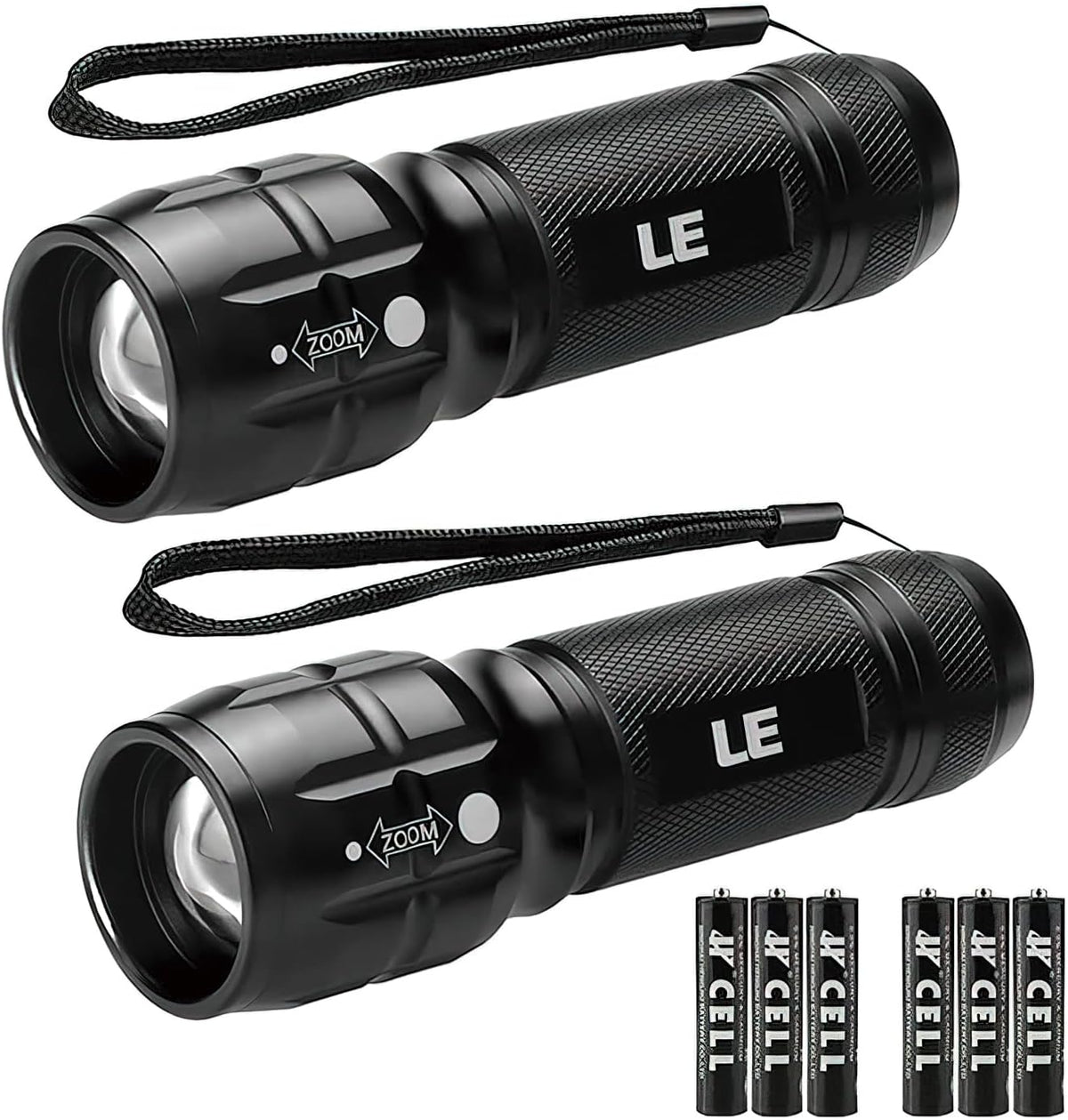 Lighting EVER LED Flashlights High Lumens, Small Flashlight, Waterproof, Adjustable Focus Flash Light for Outdoor, Emergency, Camping (2 Pack)