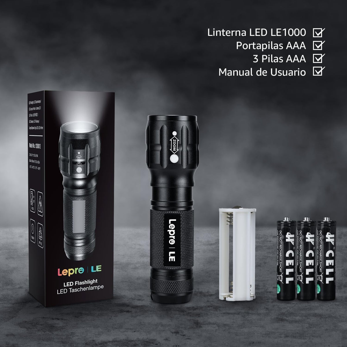 Lighting EVER LED Flashlights High Lumens, Small Flashlight, Waterproof, Adjustable Focus Flash Light for Outdoor, Emergency, Camping (2 Pack)