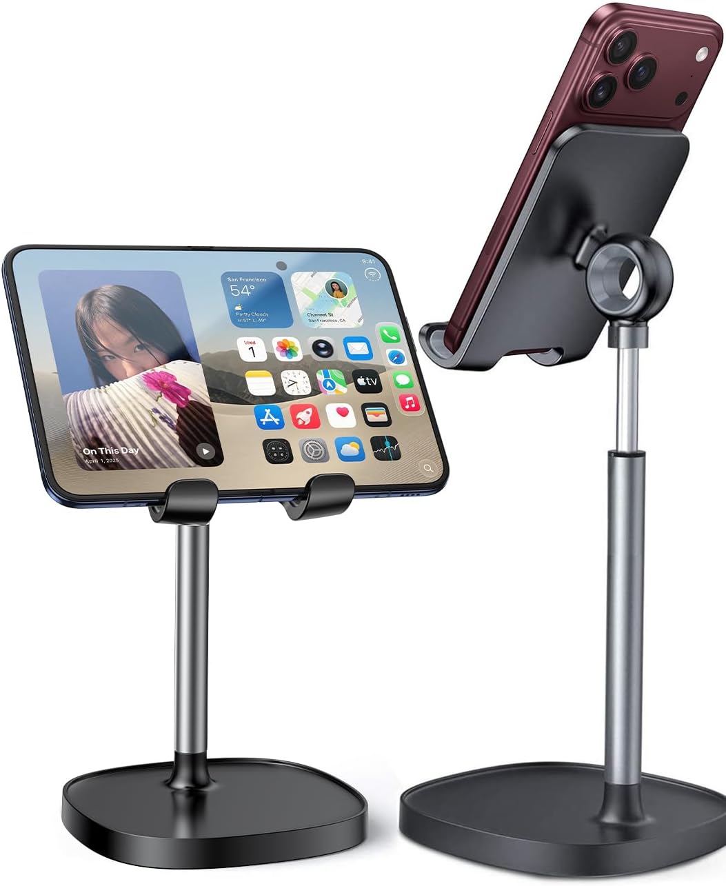 LISEN Cell Phone Stand Adjust for iPhone Phone Holder for Desk Recording, Gifts Women Office Desk Accessories PC Gaming Essentials Kitchen Gadgets