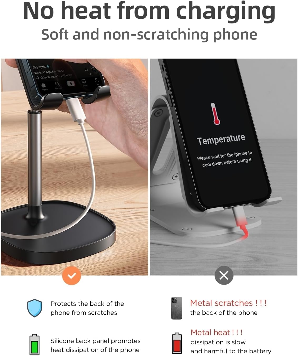 LISEN Cell Phone Stand Adjust for iPhone Phone Holder for Desk Recording, Gifts Women Office Desk Accessories PC Gaming Essentials Kitchen Gadgets