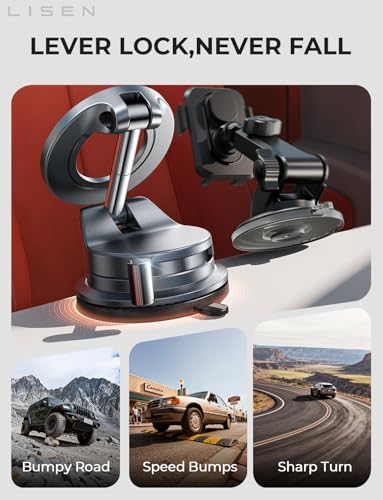 LISEN for Magsafe Car Mount, Cell Phone Holders for Your Car, Magnetic Car Accessories for Women Men Interior Jeep Truck