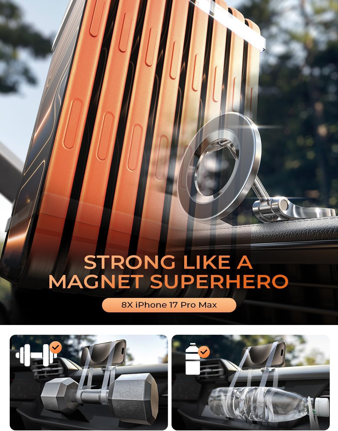 LISEN for MagSafe Car Mount for iPhone 17 PRO MAX, Extra Smal Ultra Magnetic Phone Holder for Car Dashboard, Car Phone Holder, Car Accessories