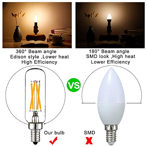 LiteHistory LED Bulb Dimmable 6W Equal Warm White 2700K T6 T25 E12 Candelabra Bulb 60 watt for Chandeliers, Ceiling Fan, Pendant