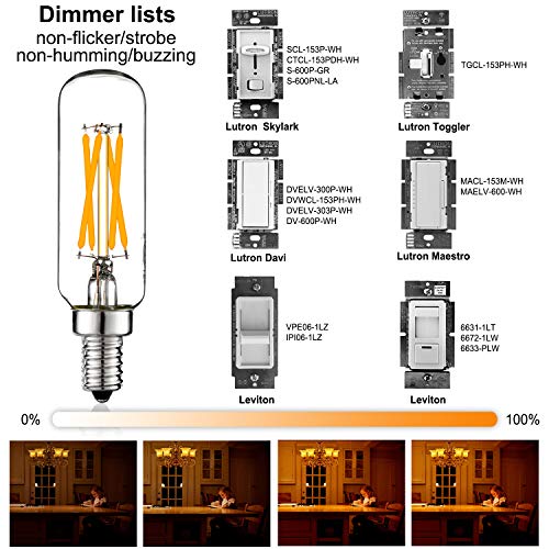 LiteHistory LED Bulb Dimmable 6W Equal Warm White 2700K T6 T25 E12 Candelabra Bulb 60 watt for Chandeliers, Ceiling Fan, Pendant