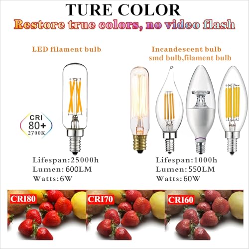 LiteHistory LED Bulb Dimmable 6W Equal Warm White 2700K T6 T25 E12 Candelabra Bulb 60 watt for Chandeliers, Ceiling Fan, Pendant