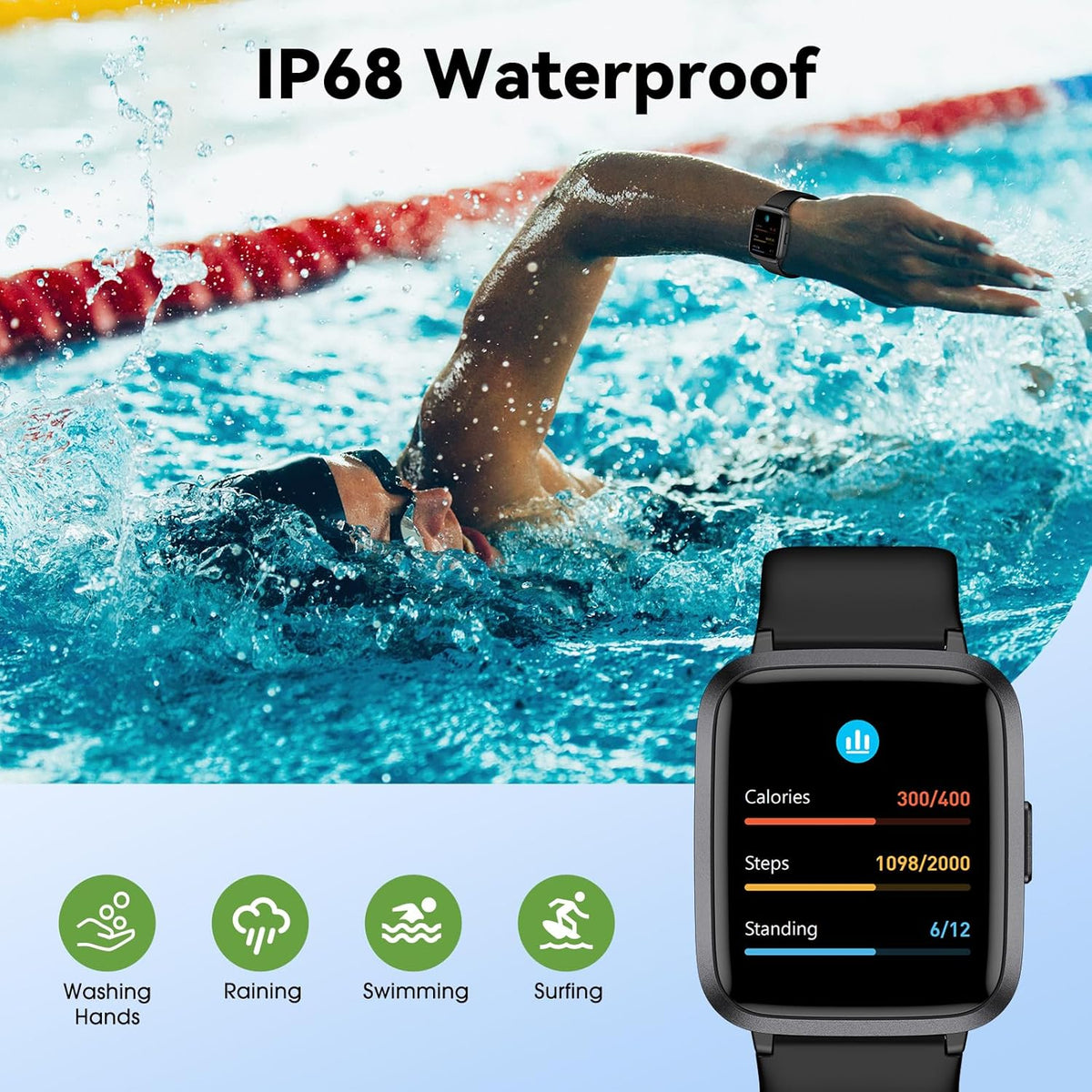 LIVIKEY Fitness Tracker Watch with Heart Rate Monitor, Activity Tracker with Pedometer, Sleep Monitor, Calories & Step Counter