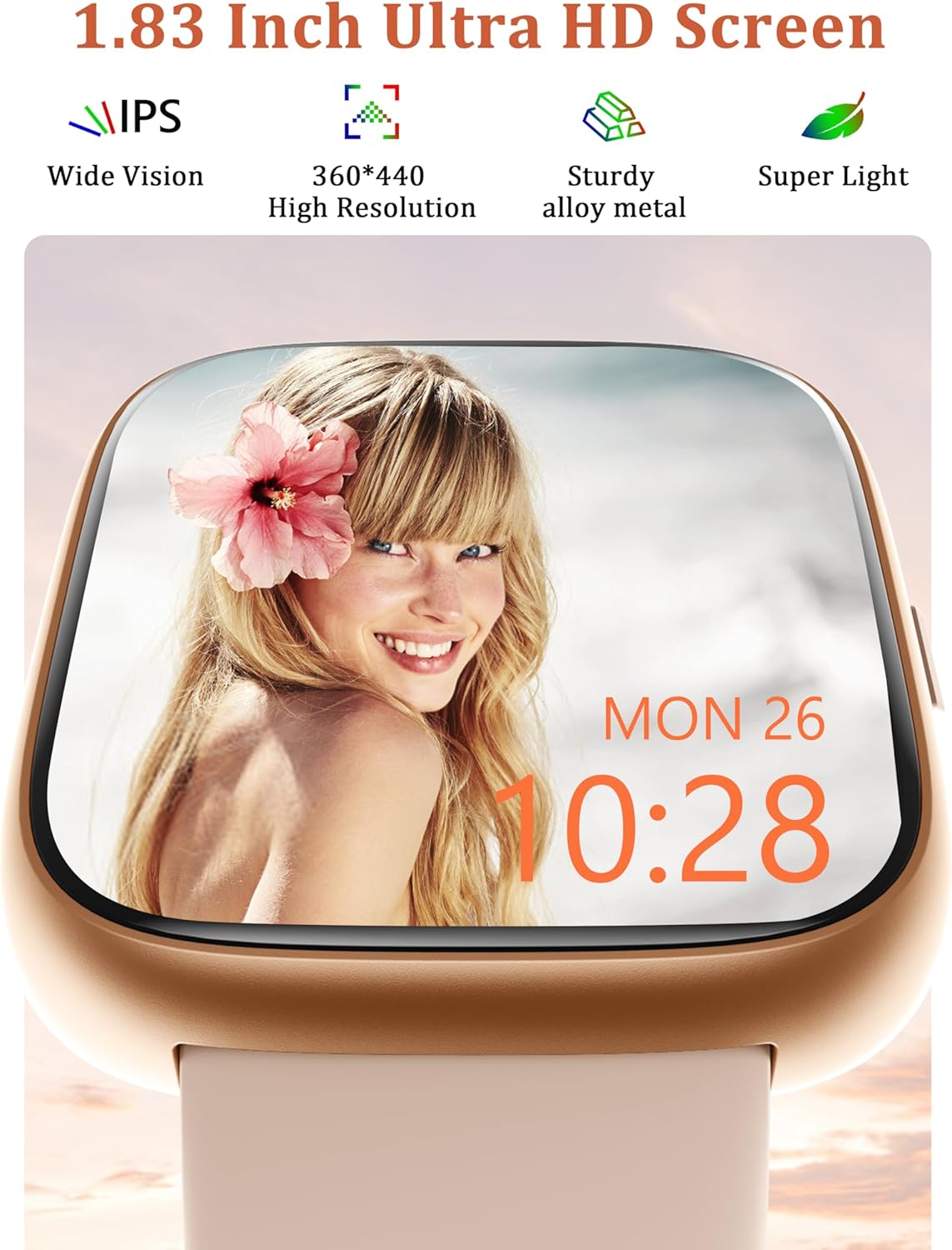 LODIMEKE Smart Watch, Alexa Built-in, Answer/Make Calls 44mm Smartwatch Women Men, 1.83" Sports Watch IP68 Waterproof