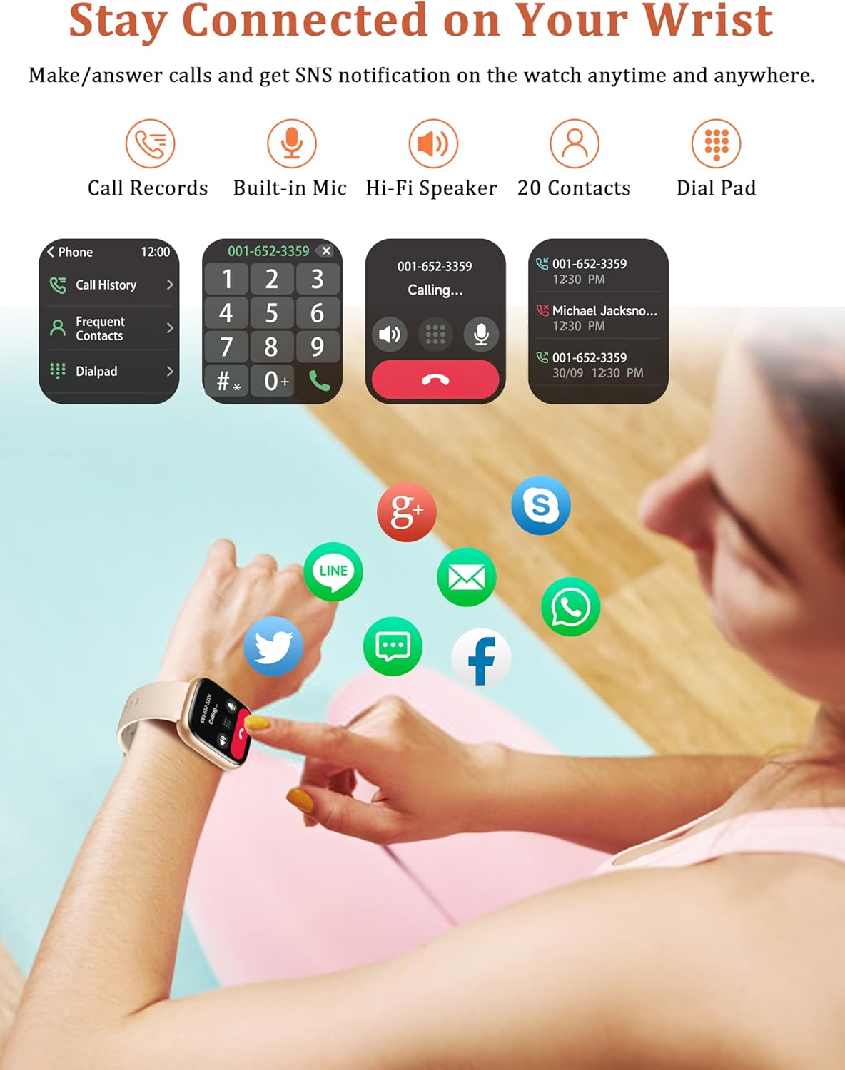LODIMEKE Smart Watch, Alexa Built-in, Answer/Make Calls 44mm Smartwatch Women Men, 1.83" Sports Watch IP68 Waterproof