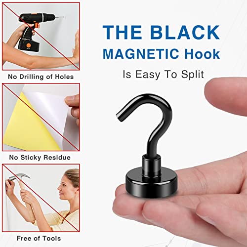 LOVIMAG Magnetic Hooks, 12 Pack 30lbs+ Magnet Hook Cruise Cabin Ship Essentials Heavy Duty Strong Magnets Refrigerator Fridge Hanging (Black)