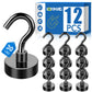 LOVIMAG Magnetic Hooks, 12 Pack 30lbs+ Magnet Hook Cruise Cabin Ship Essentials Heavy Duty Strong Magnets Refrigerator Fridge Hanging (Black)