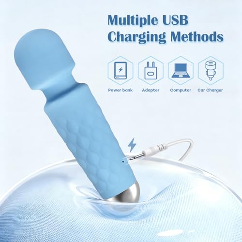 LUMIO Body Back Relaxation Massager - Mini - Travel - 9 Speeds 19 Modes - for Back - Foot - Arm Muscle Relaxation (Blue) (Blue)